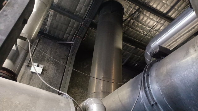 <p>Raise the boiler 11 vertical stack approx. 150mm and use cross bracing to support the vertical stack. (do not rely solely on the crane)</p>