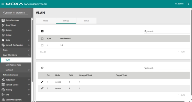 <p>Navigate to Network Configuration -> Layer 2 Switching -> VLAN -> Settings.</p>