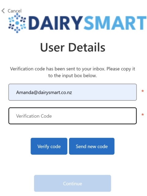 <ul><li><p><strong>Check your email for a verification code.</strong></p></li><li><p>Once you have the code, <strong>enter it into the “Verification code” box</strong>.</p></li><li><p>Click <strong>“Verify code.”</strong></p></li></ul><p></p>