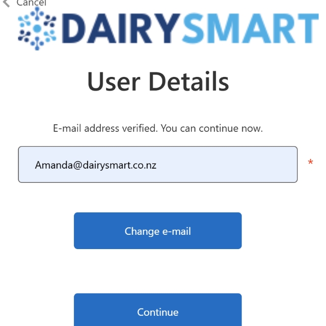 <p>Once it says <strong>“Email verified,” click Continue.</strong></p>