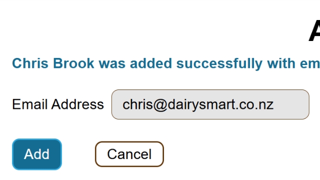 <h3><strong>Step 4: Enter User Details</strong></h3><ol><li><p>Enter the user’s <strong>email address</strong> (the one they used to register).</p></li><li><p>Click <strong>Add</strong> to complete the process.</p></li></ol><p>Your new user will now be linked to the farm and have access as required.</p>