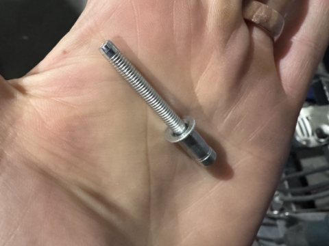 <p>Get a countersunk rivet. </p><p><br></p><p><strong>Note:</strong> <em>This is not the standard Tray floor rivets. These are shorter.</em></p><p><br></p><p>Part #: ..............</p>