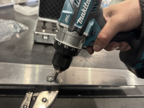 <p>Use a hex bit (Size:..) and drill on slow speed to install the Nutsert</p>