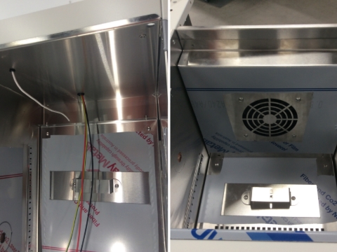 <ol><li>Pull the fan wires through the rubber grommet at the back. At the same time, mount the inner fan panel using screws (<strong>Part 21204A)</strong></li></ol><blockquote><p>NOTE: Use care when mounting the fan cover, not to let the wires from sensor or fan touch the fan blades.</p></blockquote><p><strong><br></strong></p>