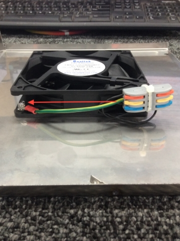 <h1>Fan Sub-Assembly</h1><p><br></p><ol><li>Fasten the quick connect with a cable tie using the mounting hole on the fan body.</li><li>Terminate the fan wires into a quick connect. Along with a 1mm earth wire.</li></ol><p>NOTE: The earth wire needs to be long enough to reach one of the fan mounting holes.</p><blockquote><p>Note: The earth wire is to be placed into the middle (yellow) quick connect.</p></blockquote><p><br></p>