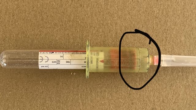 <p>Push the vacutainer into the holder far enough for the needle to JUST pierce the rubber. NOTE the gap at the end of the holder in the image. This will ensure the vacutainer doesn’t fall out while you are trying to perform the task.</p>
