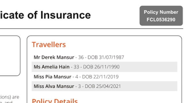 <p>Travel Insurance</p>
<ul>
<li>FastCover. Policy #: FCL0536290</li>
<li>Making a Claim: 1300 409 322 claims@fastcover.com.au</li>
<li>Emergency Assistance: +61 2 8320 7999 emergency@fastcover.com.au</li>
</ul>
