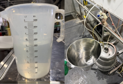 <p><strong><em>(PPE Chemical gloves & safety glasses required)</em></strong></p><p></p><ul><li><p>Pour <strong>PERCITRA </strong>into the<strong> CIP KEG</strong>.</p></li><li><p>Pour 3L of <strong>HOT</strong> water into the <strong>CIP KEG.</strong></p></li><li><p>After the chemical is poured into the <strong>CIP KEG,</strong> rinse the chemical jug out with hot water and tip down the drain.</p></li><li><p>Return chemical jug to chemical area behind <strong>TIRAGE.</strong></p></li></ul><p></p><p></p><p></p>