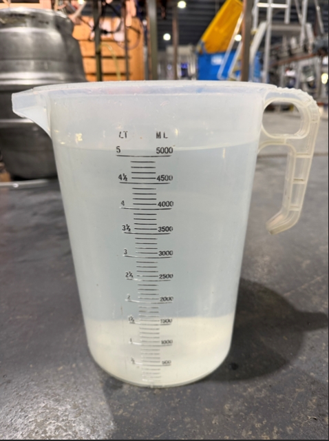 <p><strong>3rd and final clean</strong></p><p><strong><em>(PPE Chemical gloves & safety glasses required)</em></strong></p><p></p><ul><li><p>Pour <strong>5L </strong>of<strong> COLD </strong>water into the <strong>CIP KEG.</strong></p></li><li><p>This cycle will be the final wash. This cycle runs for<strong> 15 MINUTES.</strong></p></li></ul><p></p>