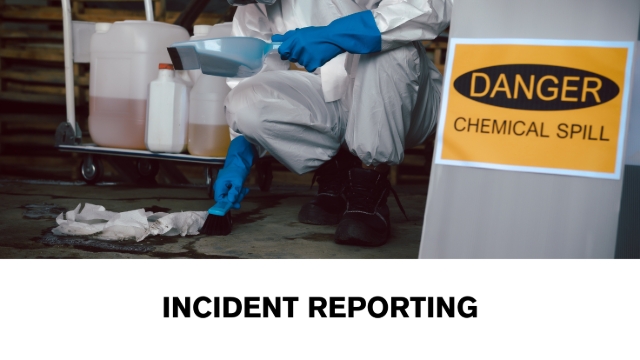 <p><span>Report any chemical-related
incidents in Myosh, including:</span></p><ul><li>Spills and leaks</li><li>Exposure to chemicals (inhalation, skin contact, etc.)</li><li>Observable changes to chemical composition <span style="background-color: unset; font-family: Roboto, "Segoe UI", GeezaPro, "DejaVu Serif", "sans-serif", -apple-system, BlinkMacSystemFont; font-size: 20px; text-align: inherit;">(e.g., discoloration,
separation, unusual odors, pressure build-up)</span></li><li><span>Damaged or deteriorating chemical packaging (e.g., leaking
containers, bulging drums, damaged labels)</span></li><li>Any other unsafe conditions or near misses related to chemicals.</li></ul><p>Supervisors will perform an investigation and identify corrective actions.</p><blockquote><p><strong>Refer:</strong> <a class="e-rte-anchor" href="https://knowby.pro/view/0c985760-384a-4b7d-bf53-410532bf50fd" title="https://knowby.pro/view/0c985760-384a-4b7d-bf53-410532bf50fd" target="_blank" aria-label="Open in new window">myosh - Incident Reporting</a></p></blockquote>