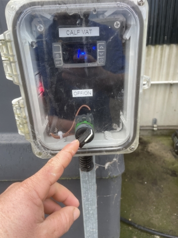 <p>Turn on refrigeration so that the stier goes to mix the milk</p>