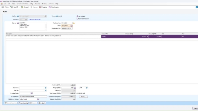 <p>Convert that order to a Bill/Invoice in MYOB when the goods are received & Todd will provide a delivery docket–</p><p></p><p>Click change to bill or Bill</p><p>Change date to today’s date</p><p>Click Record</p>