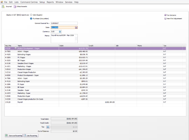 <p>Accrual payroll computation to be posted in the next month.</p>