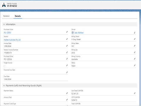 <p>Second invoice
Click on the PO-12053 to return to the main page</p>