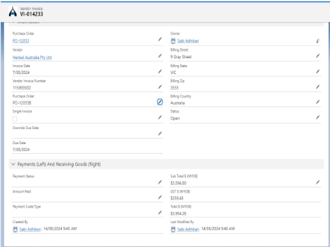 <p>Second invoice
Click on the PO-12053 to return to the main page</p>