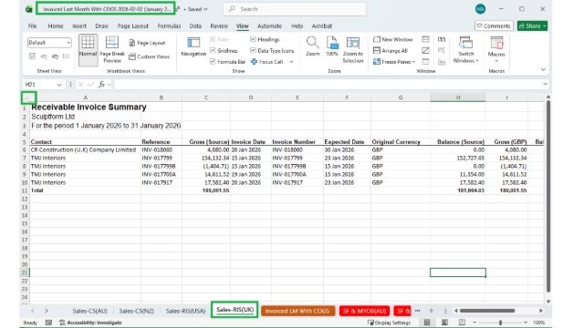 <p>Copy and paste the extracted report into the <strong>USA or UK sheet.</strong></p>