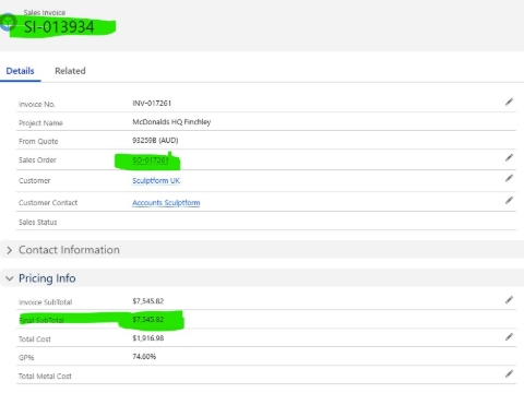 <p>Find the AUD amount on the SI attached to the related SO. In this example $7,545.82 AUD.</p><p></p>