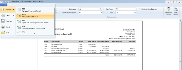 <p>Click Export select Excel format to convert the report excel. This process is same with other report in converting them to excel report.</p>