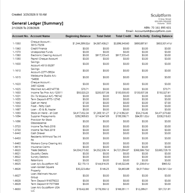 <p>Sample GL summary report</p>