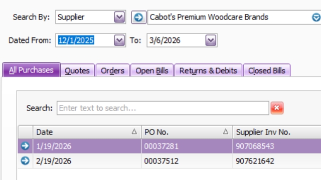<h1><strong>Notes on Supplier</strong></h1><ul><li><p>Cabots & Dulux - are both enter under Cabot's’ supplier name</p></li></ul><p></p>