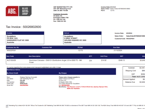<p>Sample invoice for Not Direct Debit</p><p></p>