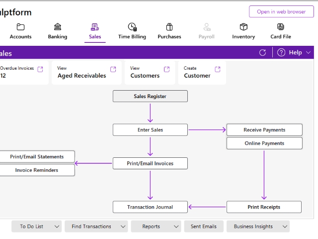 <p>Creating sales invoice:</p><p></p><p>Select - Enter sales</p>