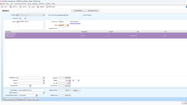 <p>Sample invoice entry for US</p>