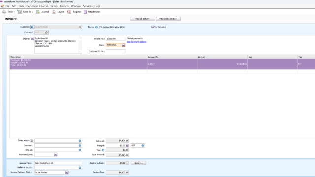 <p>Sample invoice entry for UK</p>