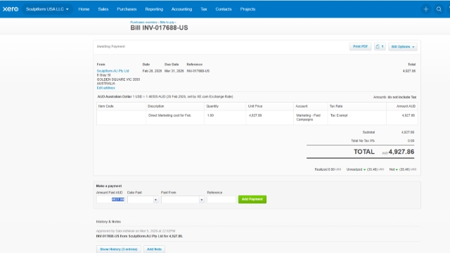 <p>Sample posting of invoice in US Xero</p><p></p><p></p><p>Post the invoice to corresponding Entity.</p><p></p><ul><li><p>US</p></li><li><p>UK</p></li><li><p>NZ</p></li></ul><p></p>