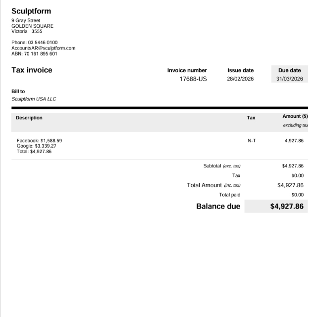 <p>Sample invoice US</p><p></p><p>To be post to corresponding Entity.</p>