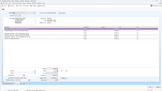 <p>Update the figure as per the invoice</p>