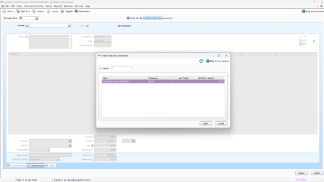<p>Entering GSS invoice
Click use Recurring & select</p>