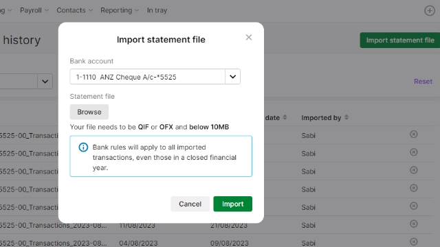 <p>Click Import Statement file.</p><p>Click Browse and select the file and click import.</p>