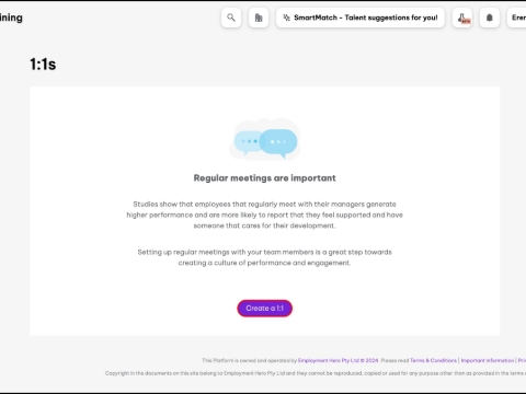 <ol><li><span>Click the Development menu.</span></li><li>Under Coaching, click the 1:1s submenu. </li><li>Click the Create a 1:1 button.</li></ol>