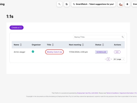 <p>Once the 1:1 is set up the employee can go into the session and add in comments before the meeting.</p><ol><li><span>Click the Development menu.</span></li><li><div>Under Coaching, click the 1:1s submenu.</div></li><li><div>Click the 1:1 that needs a comment.</div></li></ol>