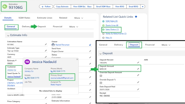 <p>When processing credit card payments, always verify the following:<br>-Name of the caller</p><p>-Company name</p><p>-BOQ/SO#/Invoice Number<br>-amount to be paid</p><p>-email address for the receipt<br></p><p>For BOQ it is usually on</p><p>>>Deposit</p><p>>>Deposit Amount</p>