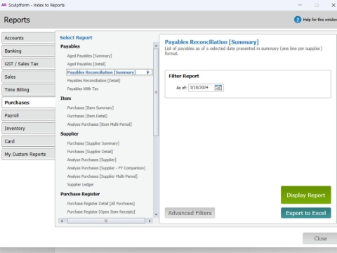 <ul><li><p>Payable reconciliation report Click to export to excel</p></li></ul><p></p>