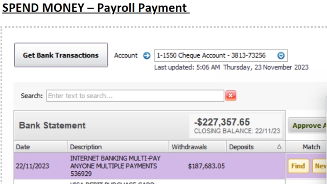 <ul><li><p>After processing the Payroll Payment from bank feed </p></li><li><p>Process Payroll Journal</p></li></ul><p></p>