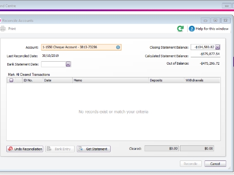 <ul><li><p>Once the Reconcile Accounts is selected a pop-up screen will appear, the default account will be the first one in the list, but for Sales reconciliation purposes we need to look at account 2-8832 Salesforce – Customer Deposits </p></li></ul><p></p>