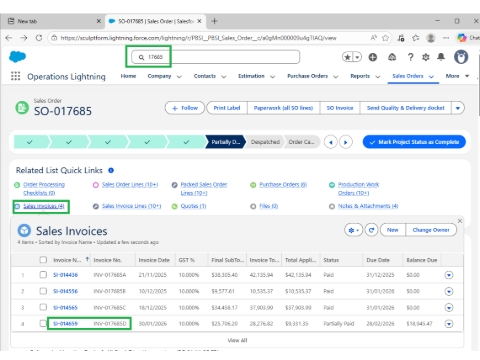 <p>The updated invoice copy can be downloaded from SF.<br><br>Go to <strong>SF,</strong> search for the <strong>Sales Order number</strong>, open the Sales Invoices section, and then select the <strong>invoice name</strong>.</p>
