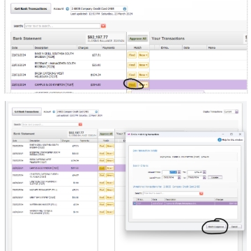 <ul><li><p>When payment come through in bank feed click find. </p></li><li><p>These are the payments with cc – show in background reconciliation – pending on bank statement**</p></li></ul><p></p>