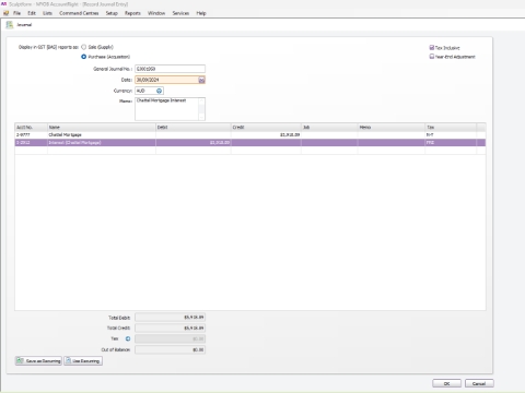 <p>EOM Interest Journal for Chattel Mortgage as per excel sheet figure. See below screenshot</p>