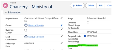 <p>If you want to adjust the Finish date, you can override it on the project card in Salesforce.</p>