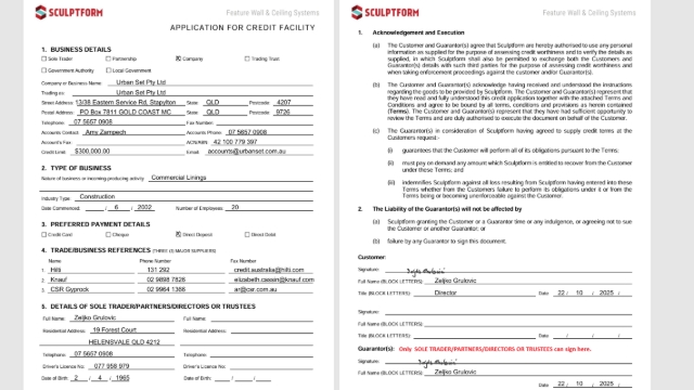<p>AU & NZ Credit Limit Requirements:</p><p></p><p>If a customer requests a credit limit of $90,000.00 or above, the “<strong>Guarantor Section</strong>” must be completed and SIGNED by <strong>the Sole Trader, Partners, Directors, or Trustees.</strong></p><p></p><p>Maximum Credit Limits:</p><p>– New Customers: $100,000.00</p><p>– Existing Customers: $300,000.00</p><p></p><p>Maximum credit limit allowed without PPSR:</p><p>AU- $90,000.00</p><p>NZ- $80,000.00</p><p></p><p></p>