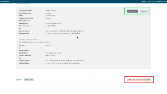 <p>May Edit or Remove. </p><p></p><p>Double check and </p><p></p><p>>>Next Step: Collateral Details</p>