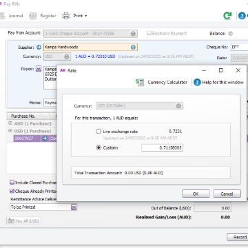 <p>click custom and insert the exchange rate and then OK</p>