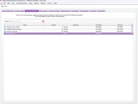 <ul><li><p>We must do a journal in GSP MYOB as well</p></li><li><p>Open GSP MYOB</p></li><li><p>Recurring journal is set up every month.</p></li><li><p>Interest income journal - Update the figure as per Excel sheet</p></li><li><p>Sculptform Asset financing Journal - Recurring journal has been created, so you don’t have to do anything (4,463,89)</p></li></ul><p></p>