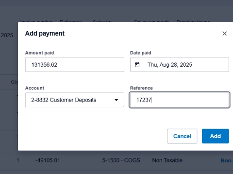 <p>Click add payment if payment already received as per salesforce</p>