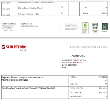 <p>Separate freight charges as screenshot</p>