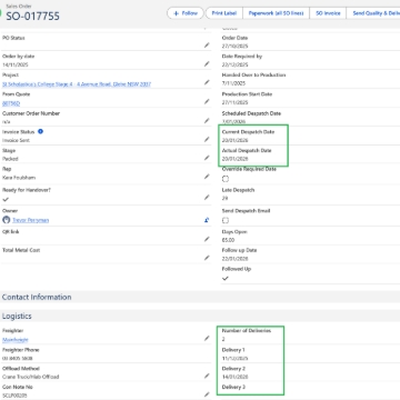 <p>After highlighting the Debtors Report, check each Sales Order to ensure the despatch dates do not conflict with the invoice date.</p><p></p><p>The despatched or delivery dates <strong>must be within the same month as the invoice date</strong>. If they do not match, email the report to Trevor to confirm whether we can proceed with sending the reminder email to each debtor.</p>